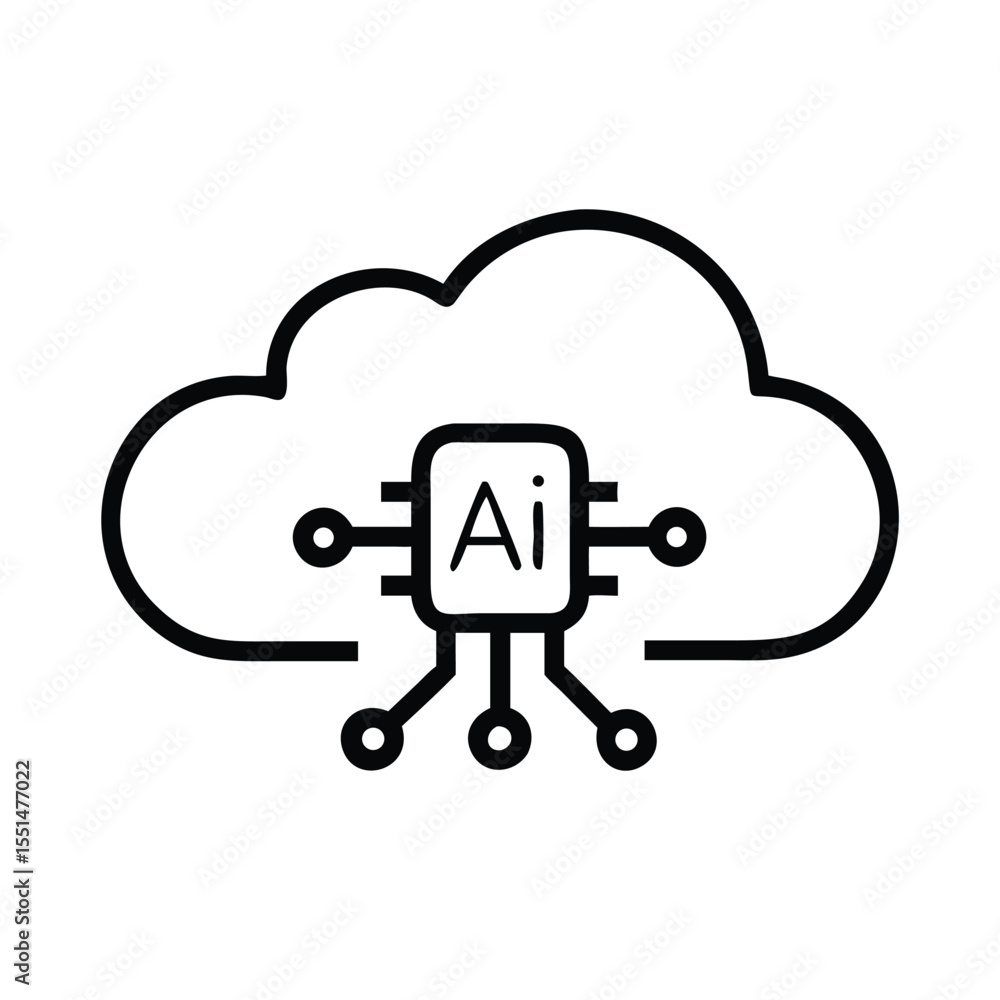 Poster ai cloud computing technology and machine learning concept for digital transformation and innovation