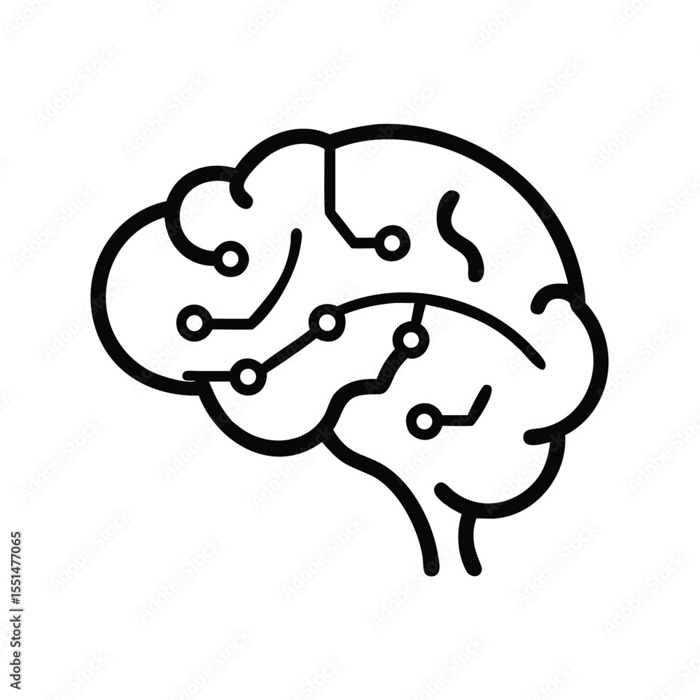 Poster artificial intelligence brain circuit vector for ai technology and machine learning concept design