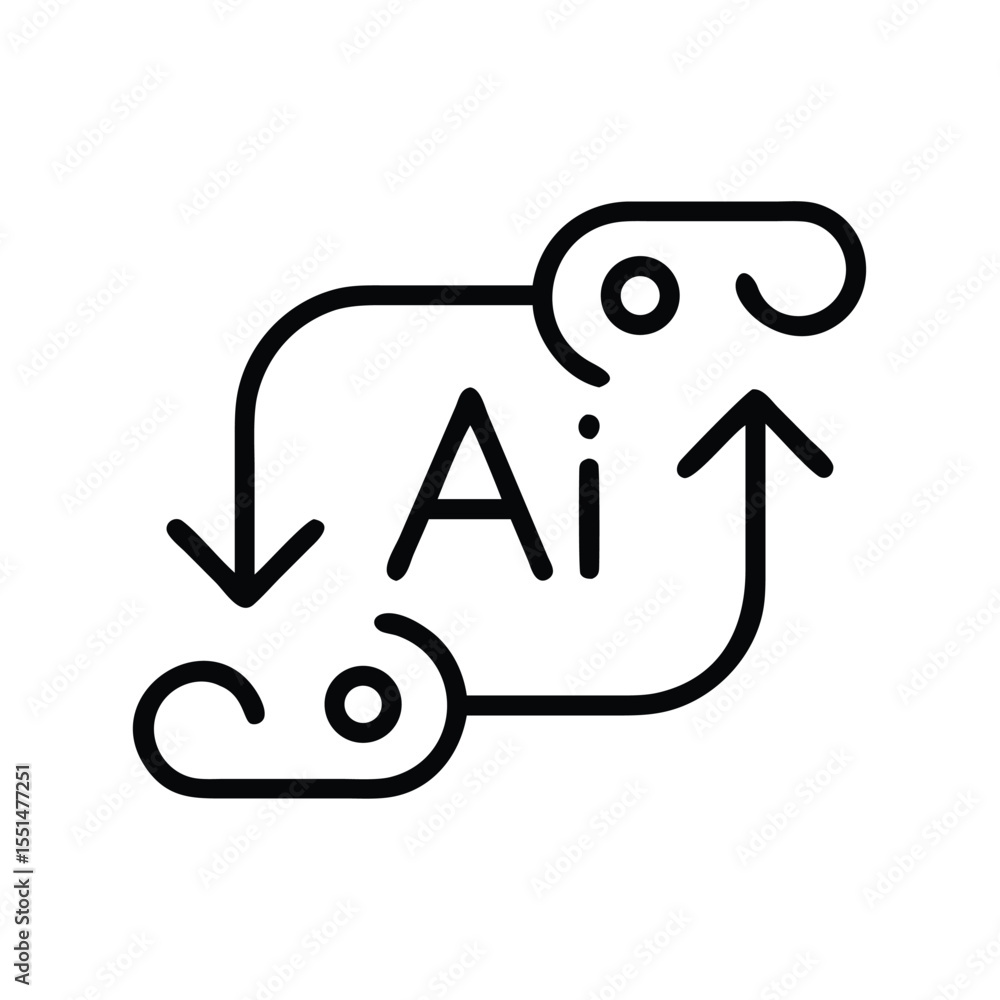 Poster ai data exchange and transfer icon for machine learning and artificial intelligence applications des