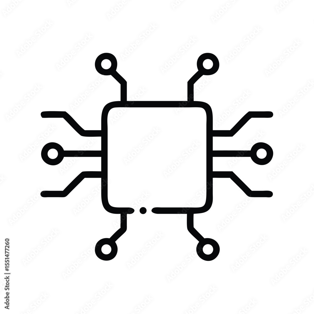  central processing unit cpu microchip processor technology hardware component icon vector illustrati