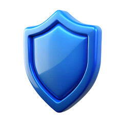 Shiny blue shield icon representing protection security and data privacy assurance concept