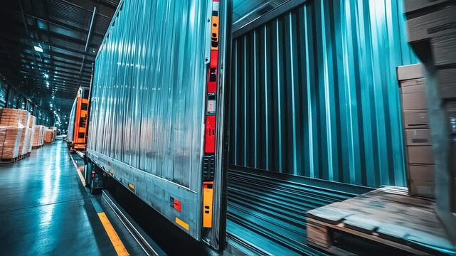 Efficient warehouse worker loads boxes onto a freight train for distribution