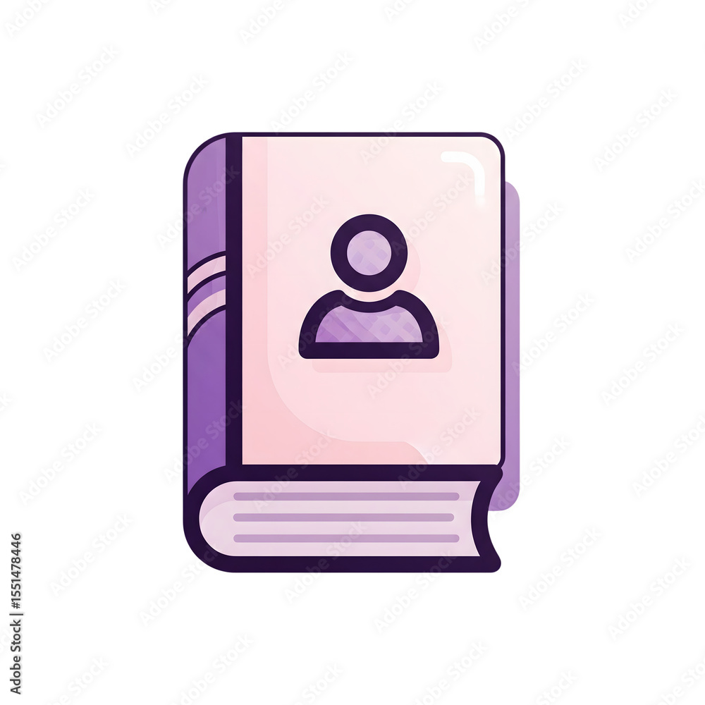 Poster purple and pink book icon contact list directory profile user avatar isolated on a transparent backg