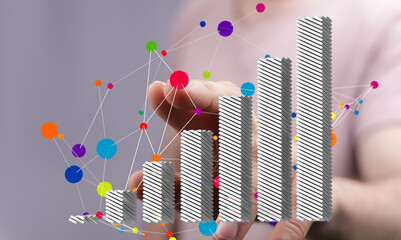 Visual representation of business growth and data analysis. Stock photo.