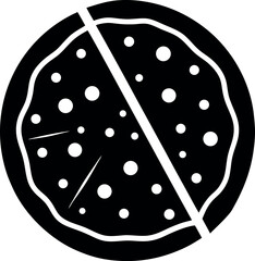 A black pizza slice icon isolated on white background
