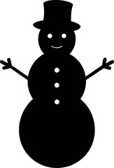 Vector art of black snowman silhouette isolated on white background