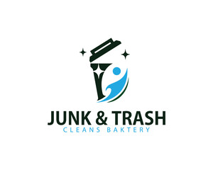 junk trash logo creative design concept removal clean icon