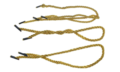  Golden string, set rope isolated on white, clipping path