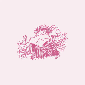intage Western Line Art Illustration
A striking pink line art illustration of a confident cowgirl-perfect for western-themed apparel, stickers, or retro branding visuals.
