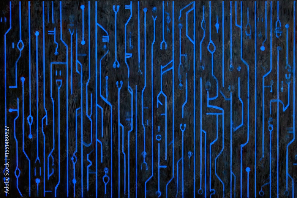 Poster dark background with glowing blue circuit patterns