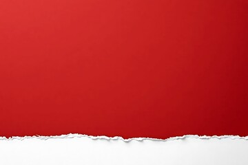 A stark textured background features a ragged tear across the bottom edge revealing a bright white surface beneath a vibrant solid red sheet of paper
