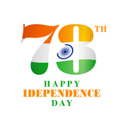 78th years Happy Independence Day of India, 15th august holiday banner. 78 years of independence, logo concept for celebration with national flag. Vector illustration