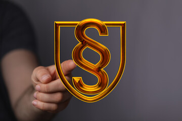 Secure your rights.  Legal shield concept. Justice, law, and security.