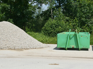 Construction and landscaping industry: mound of gravel pebbles used for concrete, drainage and...