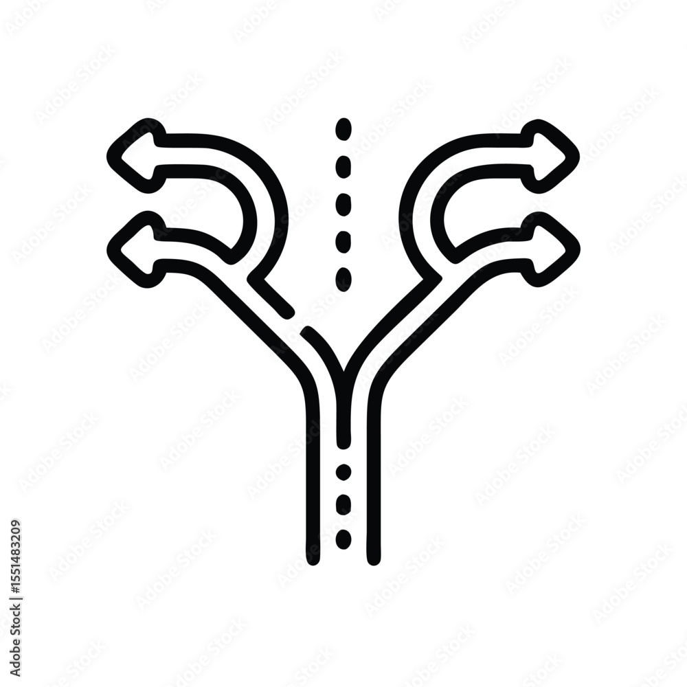 Poster decision making process illustration with multiple paths and arrows for business strategy and choice