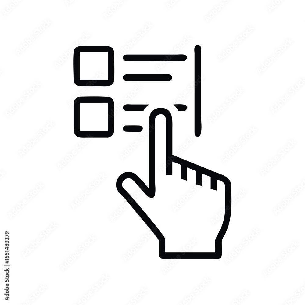 Poster checkbox selection with hand cursor icon for form submission and user interface design element vecto