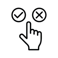 Hand choice icon vector illustration for right and wrong selection process and decision making concept design