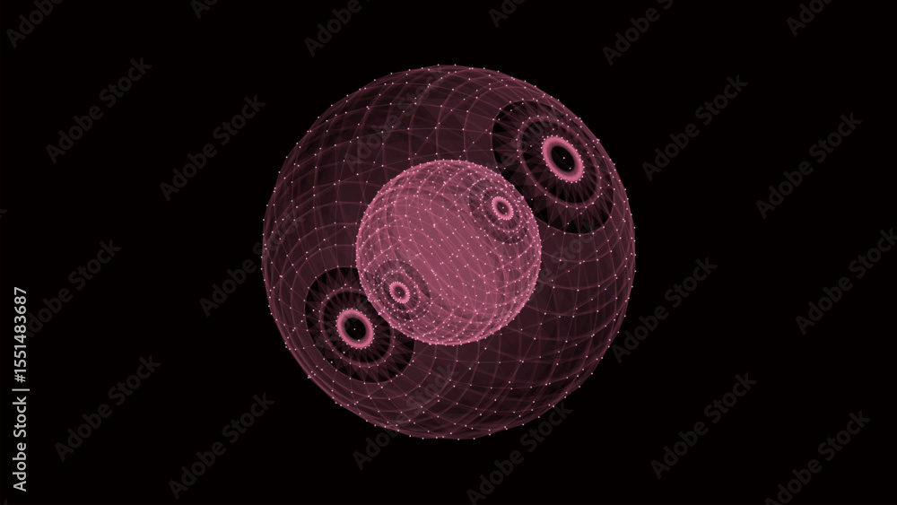 Poster vector futuristic red sphere of particles and lines. network connection big data. abstract technolog
