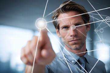 A confident professional envisions future success through strategic choices.