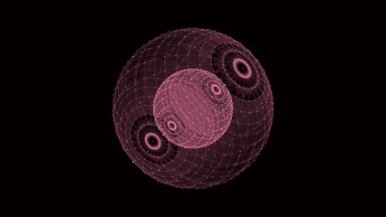 Vector futuristic red sphere of particles and lines. Network connection big data. Abstract technology background.