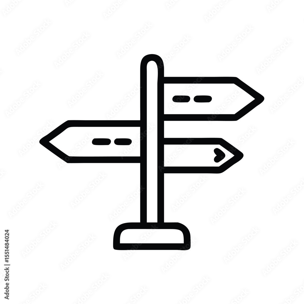 Poster directional signpost vector icon illustration for navigation and travel destination concept usage ne