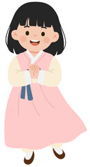  Korean girl character in traditional, Chuseok, Hangawi, and Korean holidays Greeting Greetings