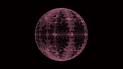 Vector futuristic red sphere of particles and lines. Network connection big data. Abstract technology background.
