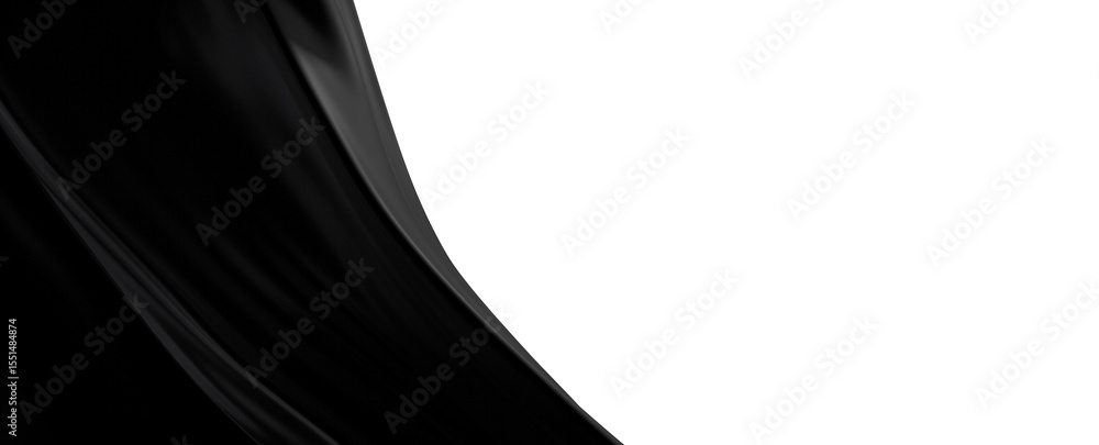 Poster high-resolution image of a black fabric elegantly draped against a white background. perfect for des