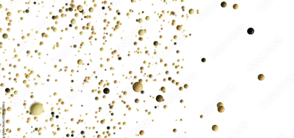 Aufkleber High-resolution image of abstract golden and black spheres floating on a white background. Ideal for design projects.