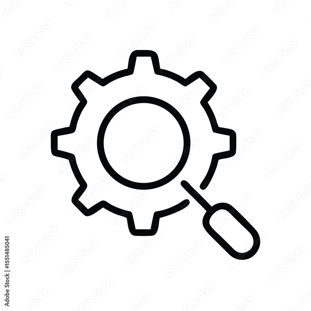 Aufkleber gear search engine optimization concept for technical support and maintenance process icon vector