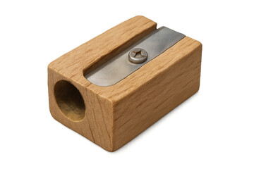 Wooden pencil sharpener on transparent background, perfect for creative projects