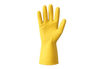 Yellow cleaning glove showing five fingers on transparent background