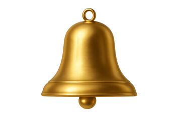 Shiny golden bell ringing on transparent background