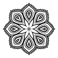 Paisley Mandala Pattern in Black and White – Hand Drawn Ornamental Design for Tattoo, Meditation, Coloring Book, Yoga Art, and Ethnic Decor