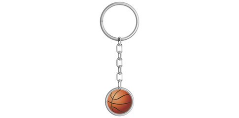 Realistic Key Chain With Basketball Vector Illustration.	
