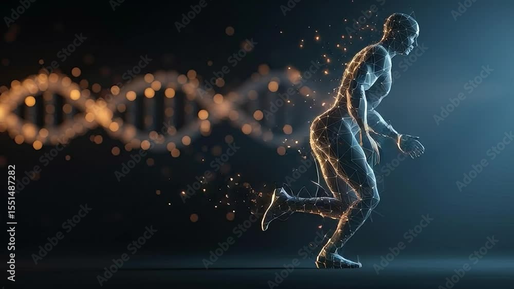 Aufkleber digital representation of a human running in a futuristic setting