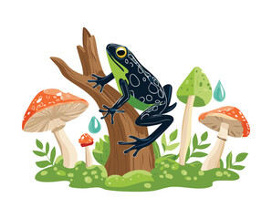 Vibrant Poison Dart Frog in Forest