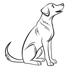 Obraz premium Black and White Line Drawing of a Sitting Dog labrador