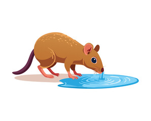 Forest Creature Drinking from Blue Puddle