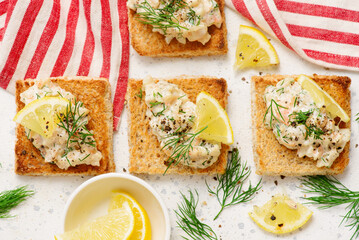 Swedish Toast with Shrimp. Skagen.top veiw