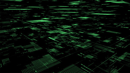 Future digital cyberspace with moving particles. Sorting and analysis digital data. Vector technology matrix algorithm. Security storage data.