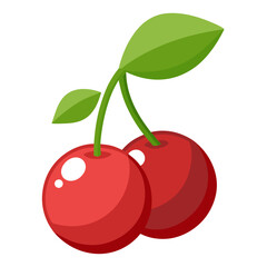 Modern Red Chokecherry Branch Vector Graphic