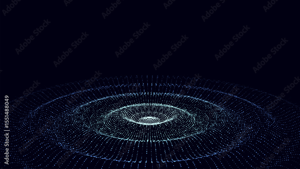 Poster futuristic circle wave. vector dark cyberspace. abstract music sound wave with dots. white moving pa
