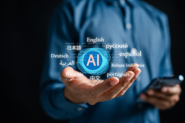 AI language translation and multilingual communication system, supporting global languages like...
