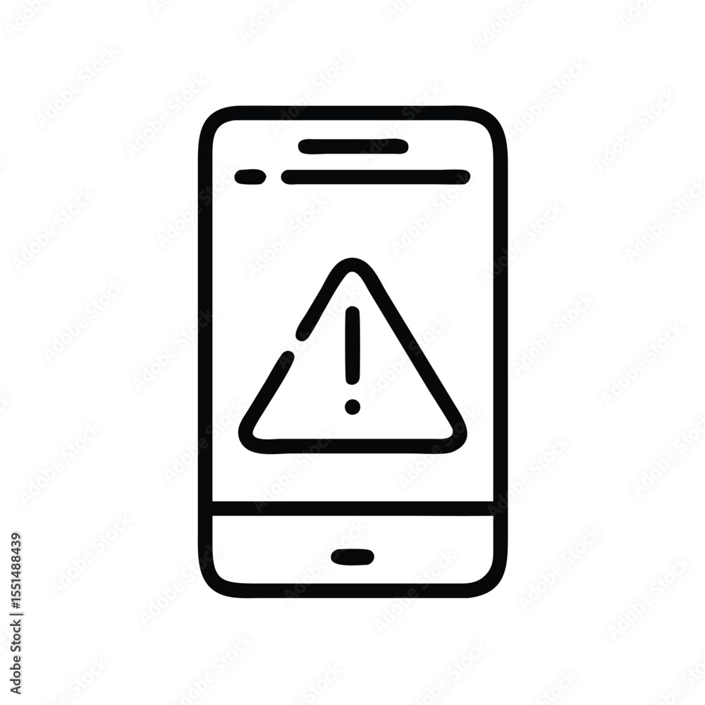 Poster phone error warning alert notification icon vector illustration mobile security problem attention ne