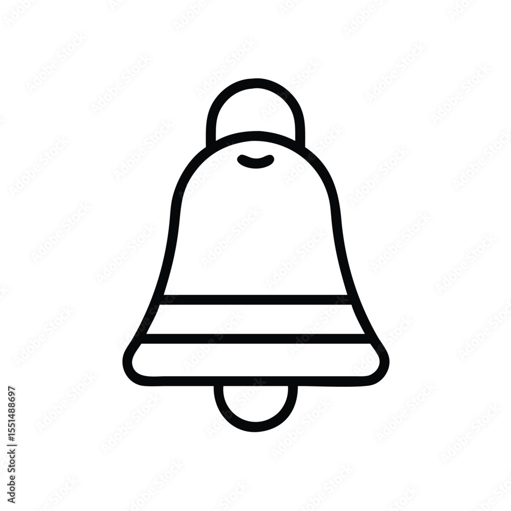 Poster bell icon vector graphic for notification alert and reminder symbol in simple outline style design e