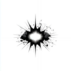 A powerful explosion with a white circle in the center, surrounded by a cloud of black debris