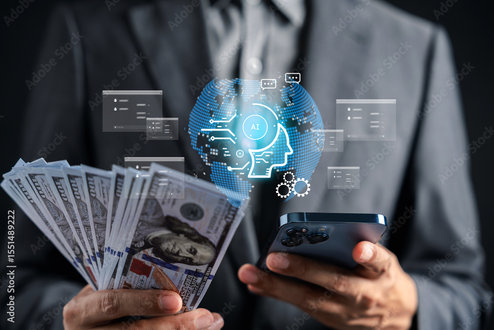 Aufkleber artificial intelligence for generate income financial growth using smartphone technology