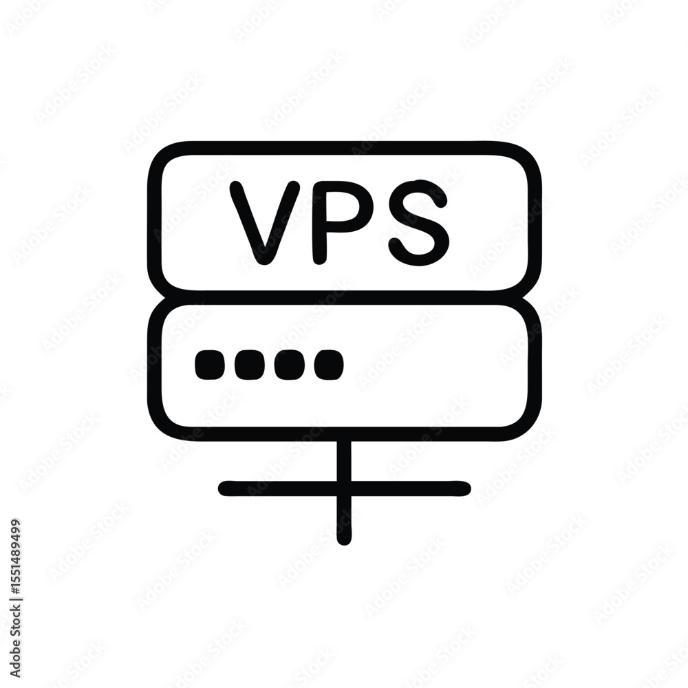 Poster vps server hosting icon vector illustration for virtual private server technology solution and cloud