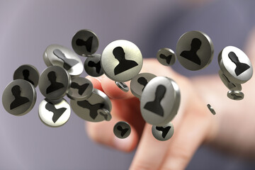 Concept image of many user profiles, illustrating online identity management.